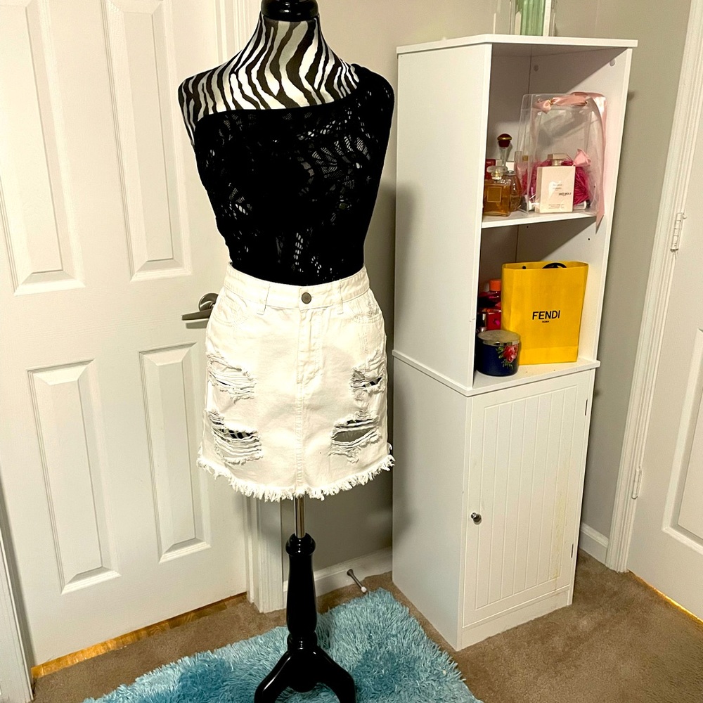Forever 21 Distressed Denim Mini Skirt
